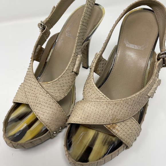 Dior Light Gray Python Horn Heel Shoes - Size 8 w/4" Heel - Picture 1 of 7